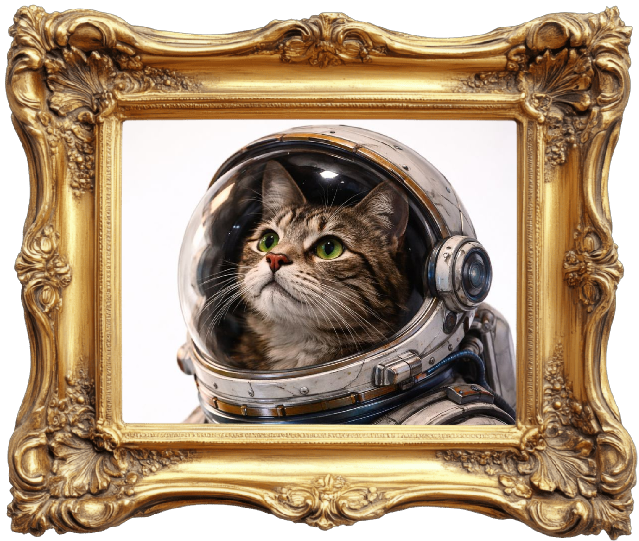 Framed picture of a cat in a suit