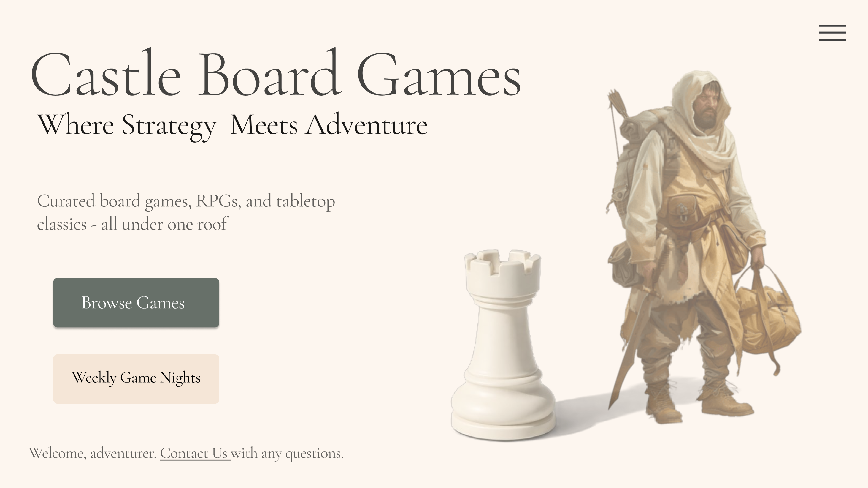 Castle Board Games website hero image