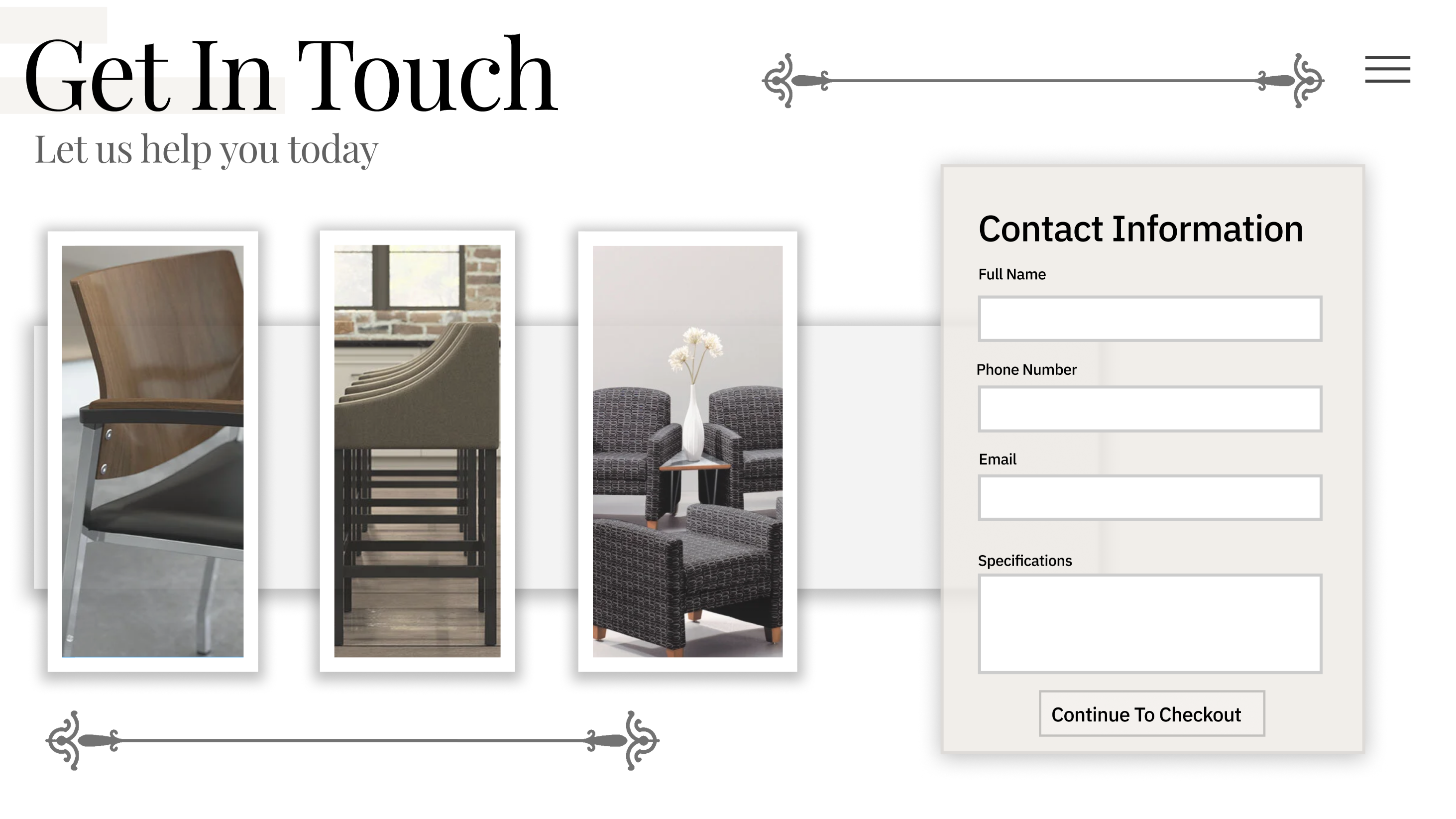 Casper Furniture contact page design