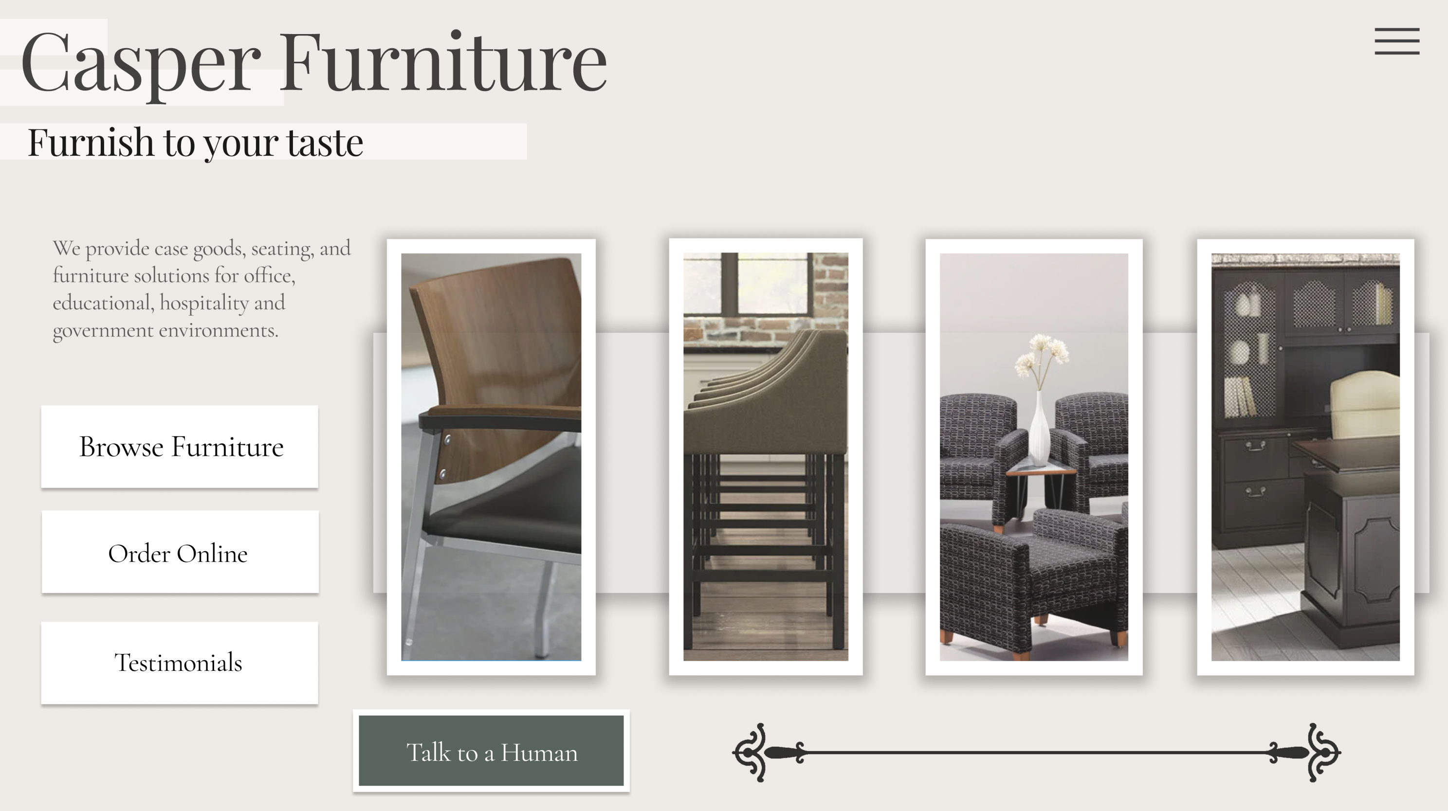 Casper Furniture website hero image